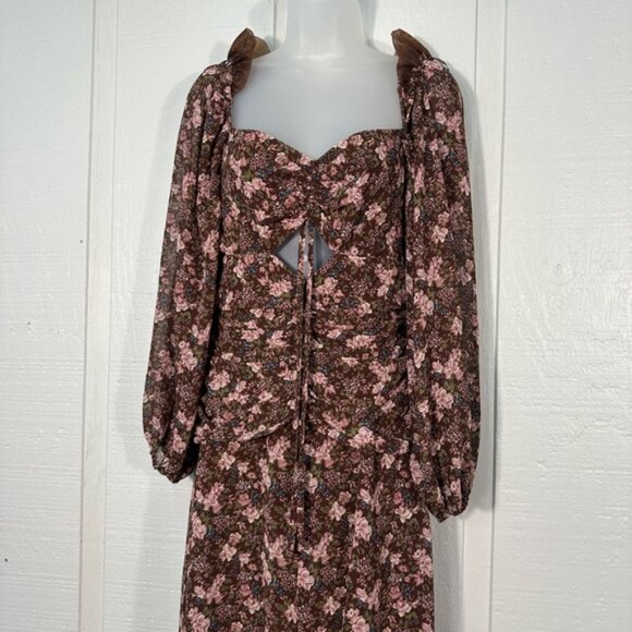 Astr the Label Women’s Brown Sweetheart Neck Long-Sleeve Midi Dress SZ Small N… - Picture 4 of 13